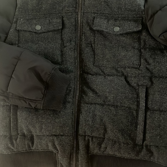 Marc Anthony Men’s Quilted Puffer Jacket Wool Herringbone Black XXL Hooded - Picture 14 of 16